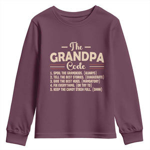 The Grandpa Code Youth Sweatshirt Funny Granddad Rules Saying