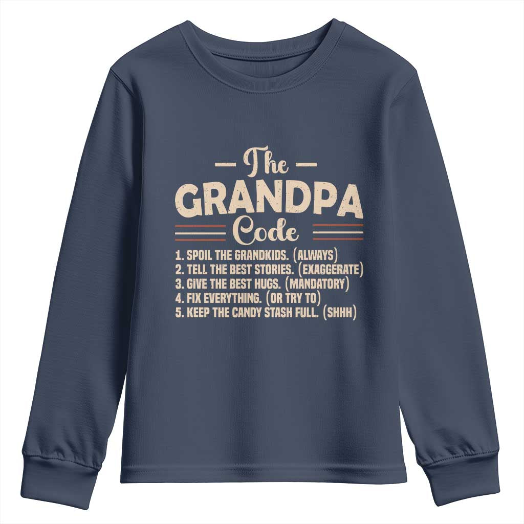 The Grandpa Code Youth Sweatshirt Funny Granddad Rules Saying