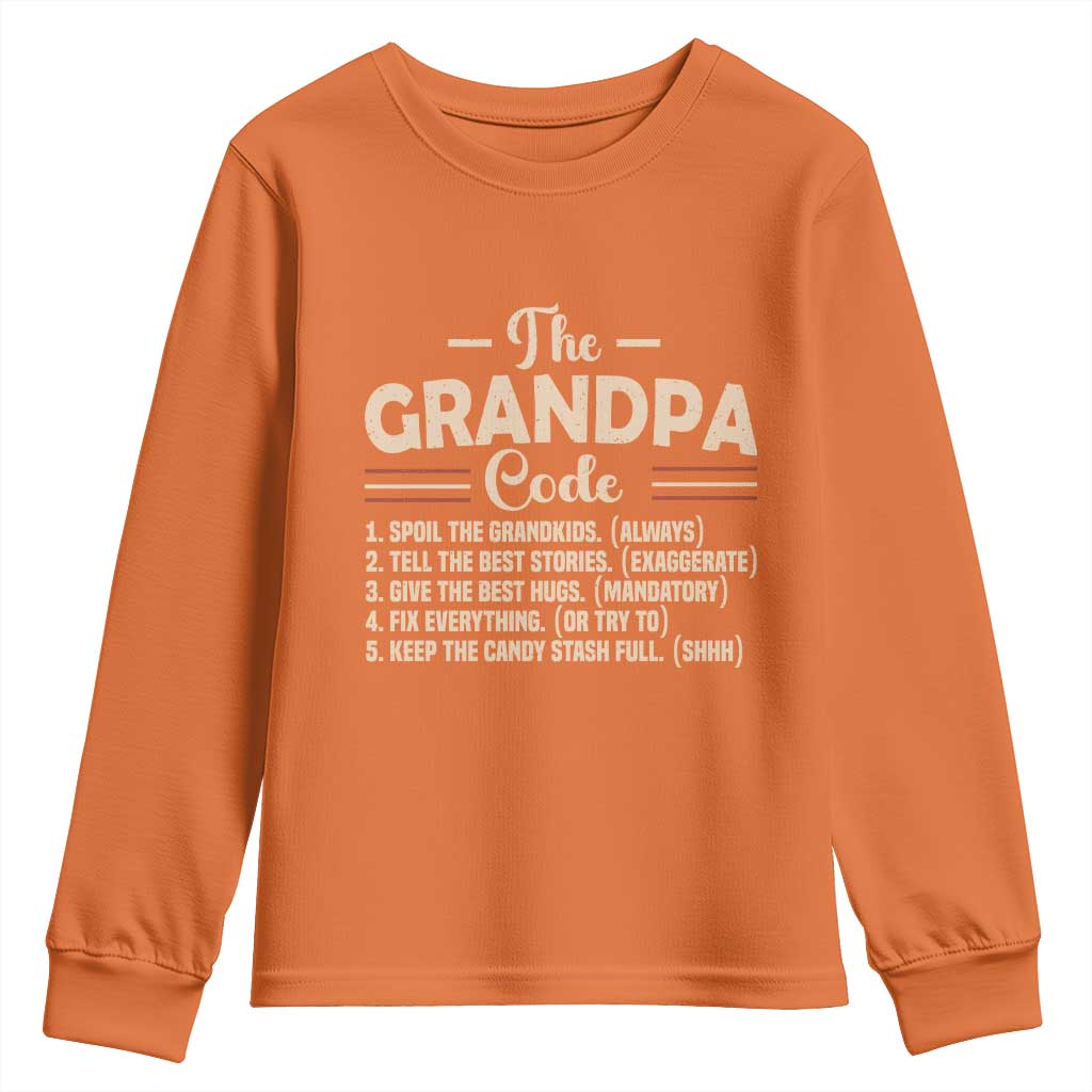 The Grandpa Code Youth Sweatshirt Funny Granddad Rules Saying