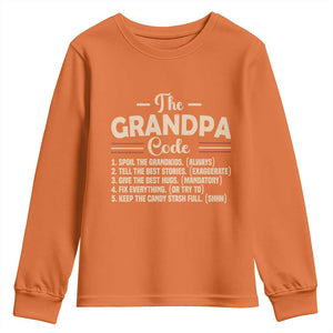 The Grandpa Code Youth Sweatshirt Funny Granddad Rules Saying