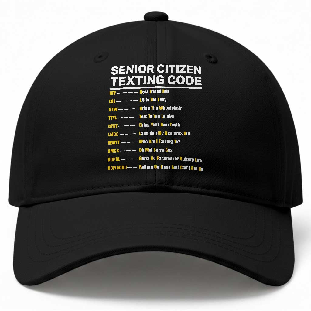 Senior Citizen Texting Code Baseball Cap Funny Acronyms For Older Adults