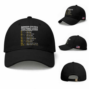 Senior Citizen Texting Code Baseball Cap Funny Acronyms For Older Adults