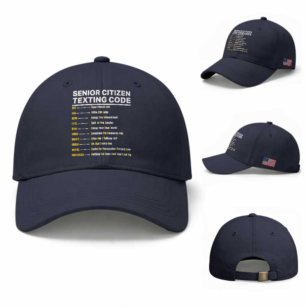 Senior Citizen Texting Code Baseball Cap Funny Acronyms For Older Adults