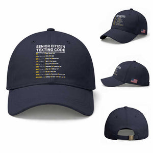 Senior Citizen Texting Code Baseball Cap Funny Acronyms For Older Adults
