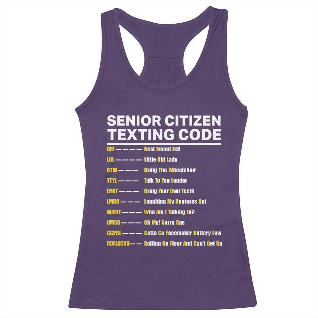 Senior Citizen Texting Code Racerback Tank Top Funny Acronyms For Older Adults