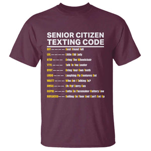 Senior Citizen Texting Code T Shirt Funny Acronyms For Older Adults