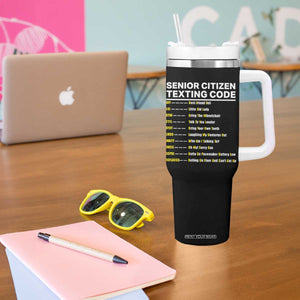 Senior Citizen Texting Code Tumbler With Handle Funny Acronyms For Older Adults