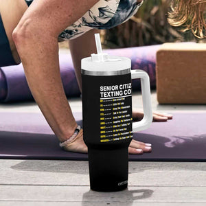 Senior Citizen Texting Code Tumbler With Handle Funny Acronyms For Older Adults