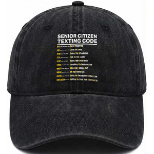 Senior Citizen Texting Code Washed Cotton Baseball Cap Funny Acronyms For Older Adults
