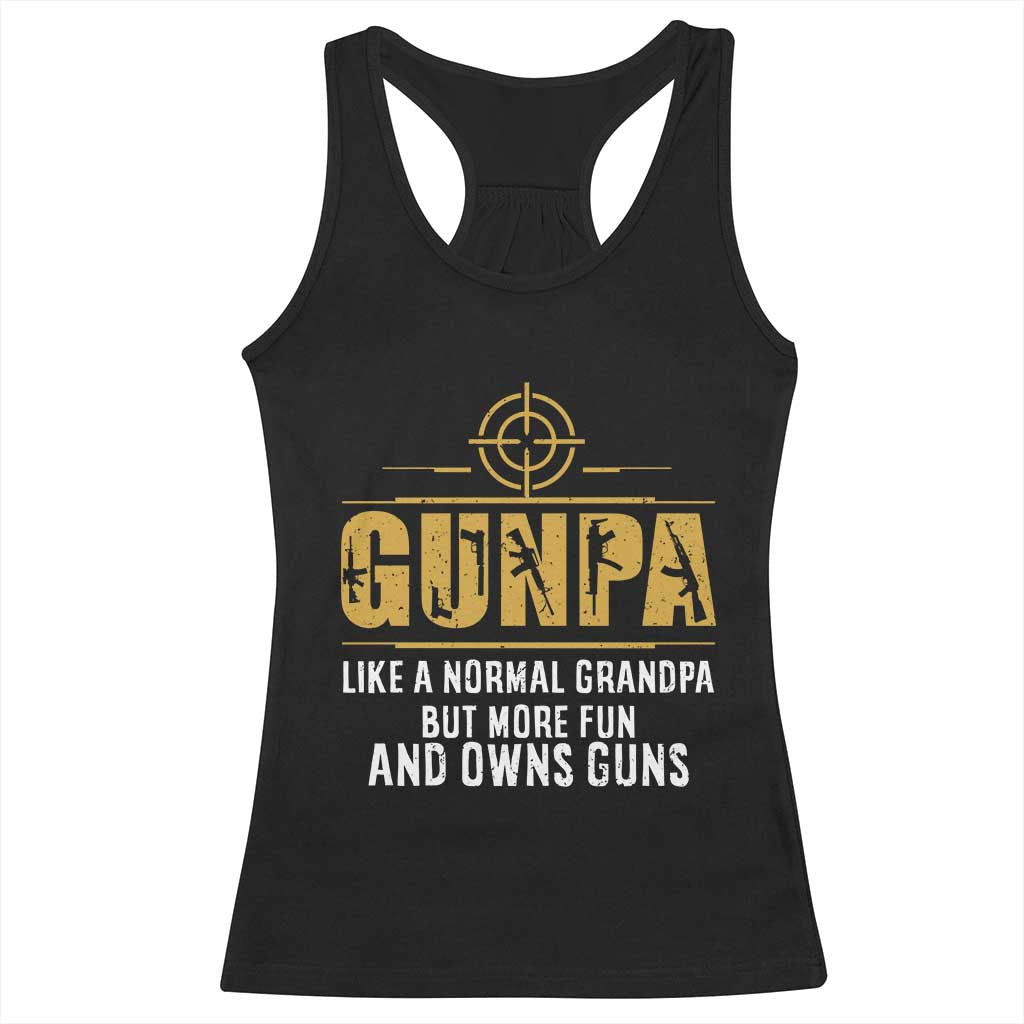 Vintage Gunpa Racerback Tank Top Like A Normal Grandpa But More Fun And Owns Guns