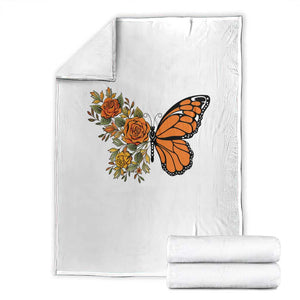 Floral Monarch Butterfly Botanical Throw Blanket Nature Lover Gift