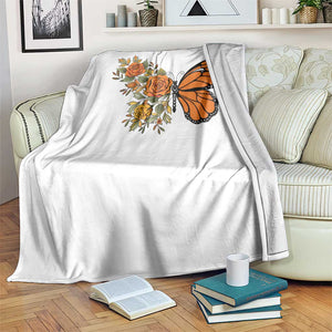 Floral Monarch Butterfly Botanical Throw Blanket Nature Lover Gift