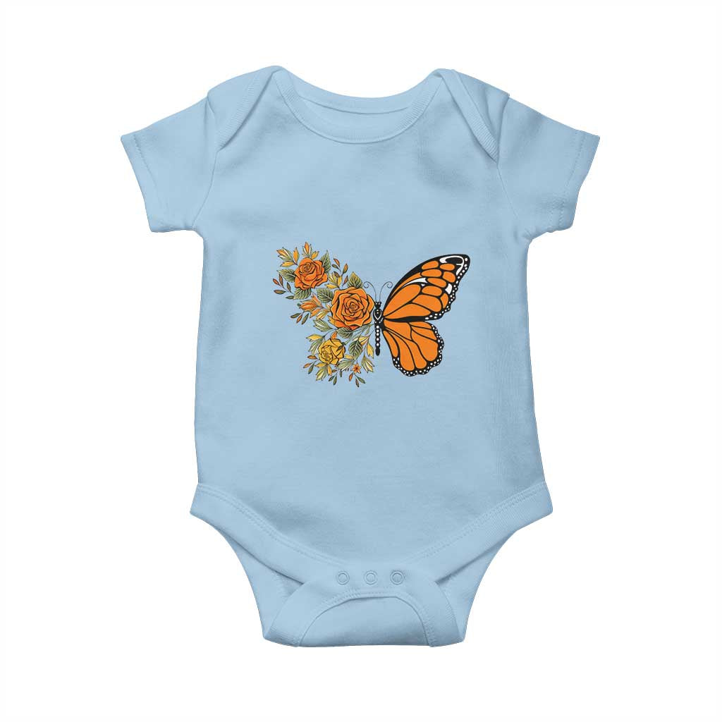 Floral Monarch Butterfly Botanical Baby Onesie Nature Lover Gift