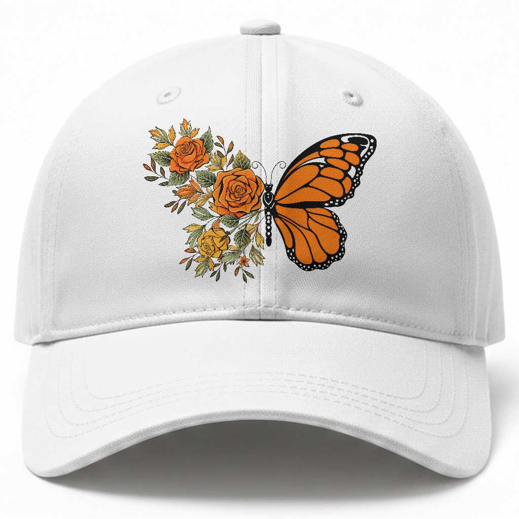 Floral Monarch Butterfly Botanical Baseball Cap Nature Lover Gift