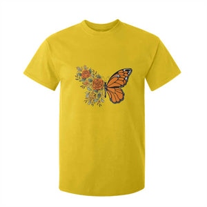Floral Monarch Butterfly Botanical T Shirt For Kid Nature Lover Gift