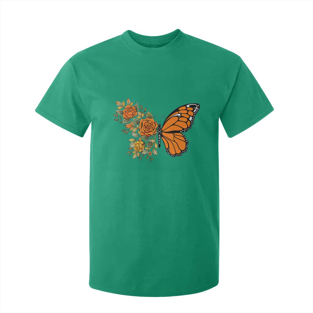 Floral Monarch Butterfly Botanical T Shirt For Kid Nature Lover Gift