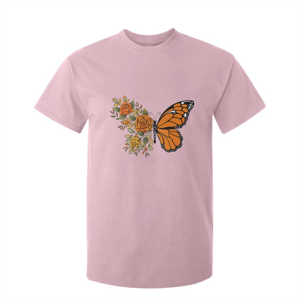 Floral Monarch Butterfly Botanical T Shirt For Kid Nature Lover Gift