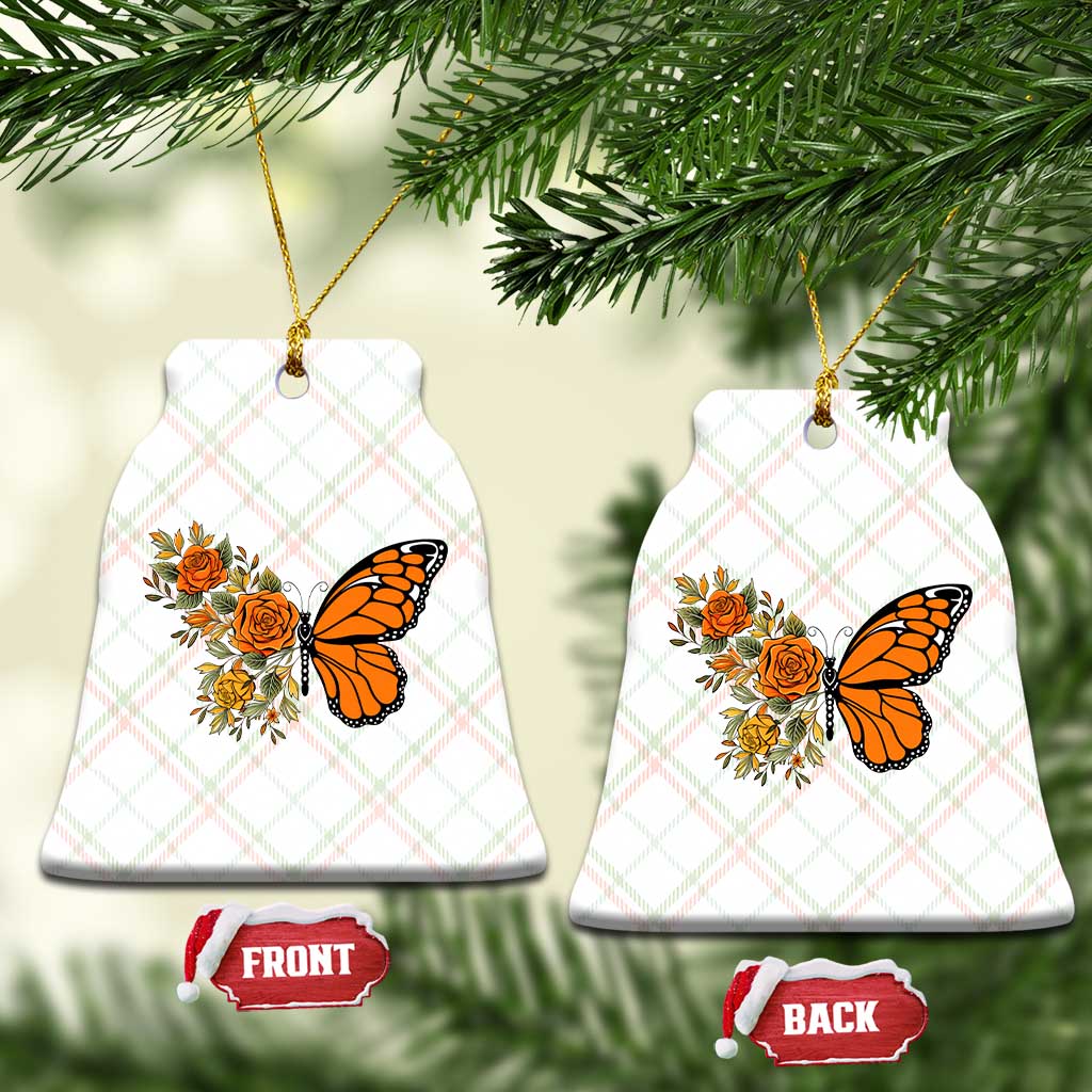 Floral Monarch Butterfly Botanical Ceramic Ornament Nature Lover Gift
