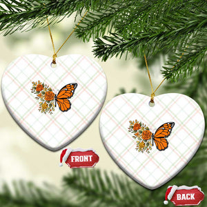 Floral Monarch Butterfly Botanical Ceramic Ornament Nature Lover Gift