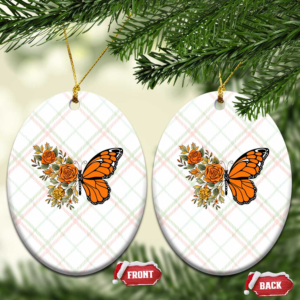 Floral Monarch Butterfly Botanical Ceramic Ornament Nature Lover Gift