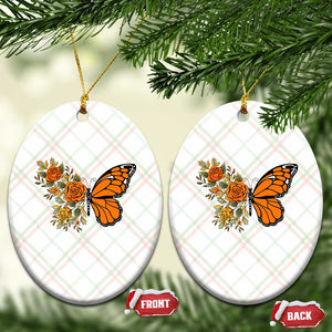 Floral Monarch Butterfly Botanical Ceramic Ornament Nature Lover Gift