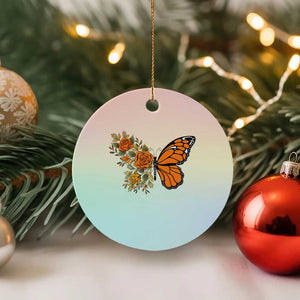 Floral Monarch Butterfly Botanical Ceramic Ornament Nature Lover Gift