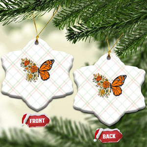 Floral Monarch Butterfly Botanical Ceramic Ornament Nature Lover Gift