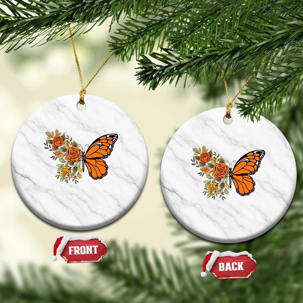 Floral Monarch Butterfly Botanical Ceramic Ornament Nature Lover Gift