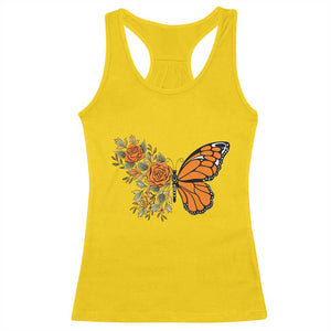 Floral Monarch Butterfly Botanical Racerback Tank Top Nature Lover Gift