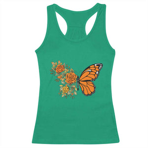 Floral Monarch Butterfly Botanical Racerback Tank Top Nature Lover Gift