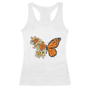 Floral Monarch Butterfly Botanical Racerback Tank Top Nature Lover Gift