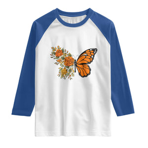 Floral Monarch Butterfly Botanical Raglan Shirt Nature Lover Gift