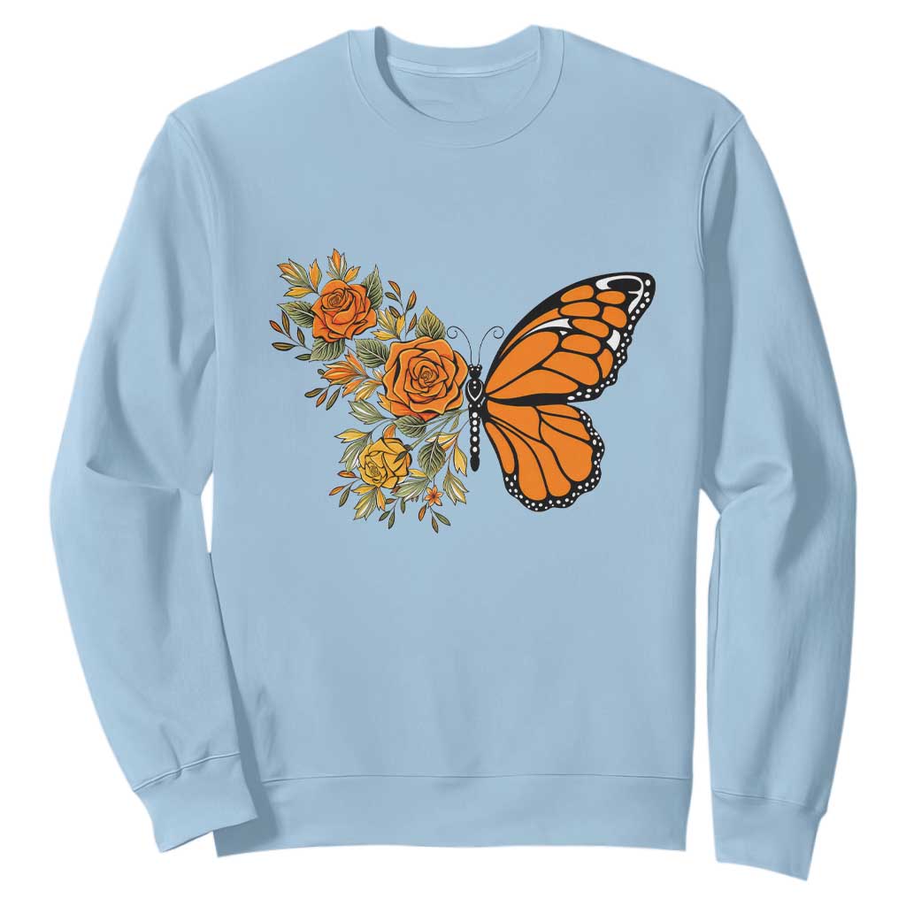 Floral Monarch Butterfly Botanical Sweatshirt Nature Lover Gift