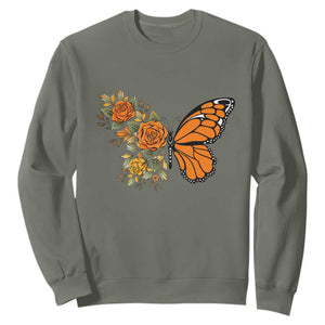 Floral Monarch Butterfly Botanical Sweatshirt Nature Lover Gift