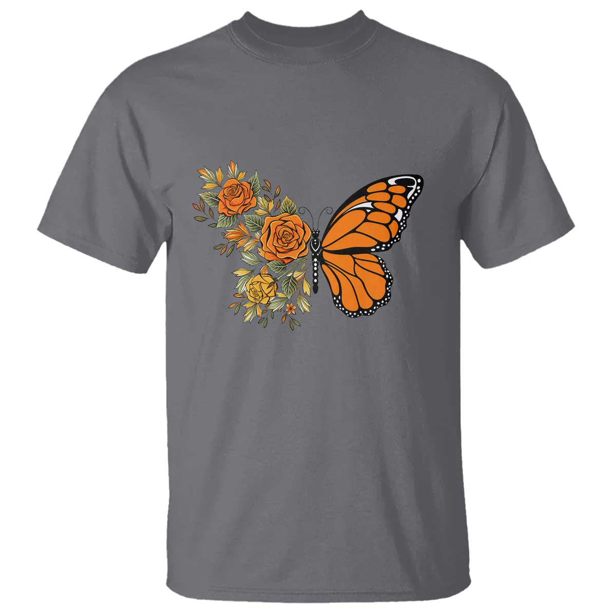 Floral Monarch Butterfly Botanical T Shirt Nature Lover Gift