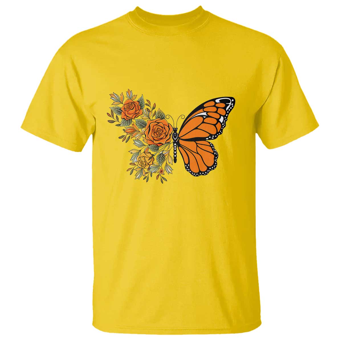 Floral Monarch Butterfly Botanical T Shirt Nature Lover Gift