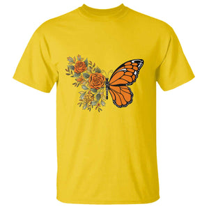 Floral Monarch Butterfly Botanical T Shirt Nature Lover Gift