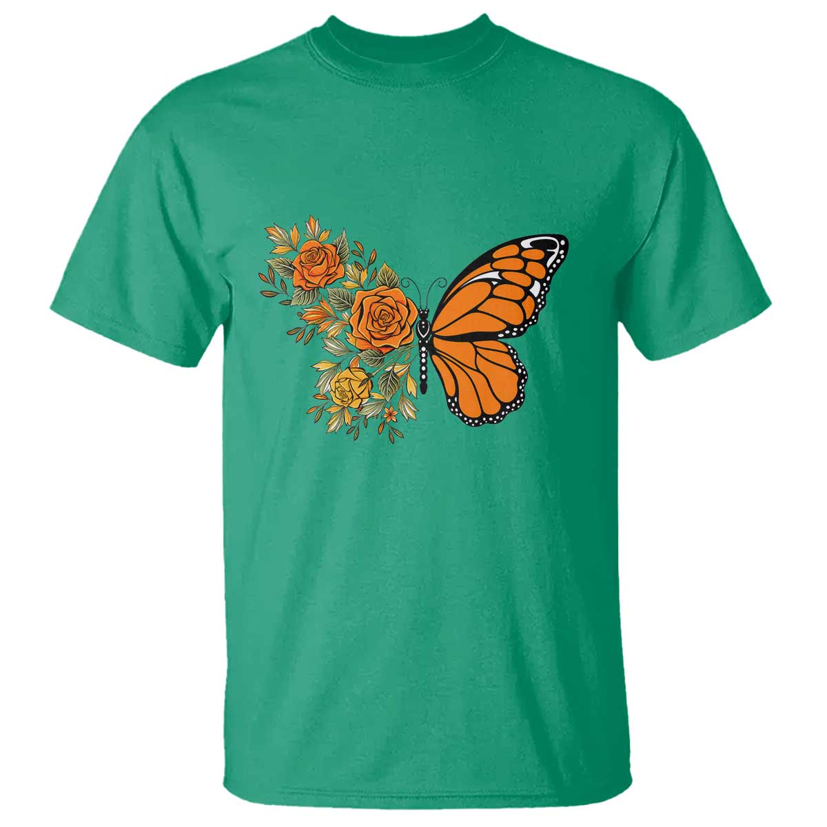 Floral Monarch Butterfly Botanical T Shirt Nature Lover Gift