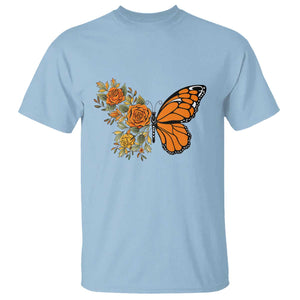 Floral Monarch Butterfly Botanical T Shirt Nature Lover Gift