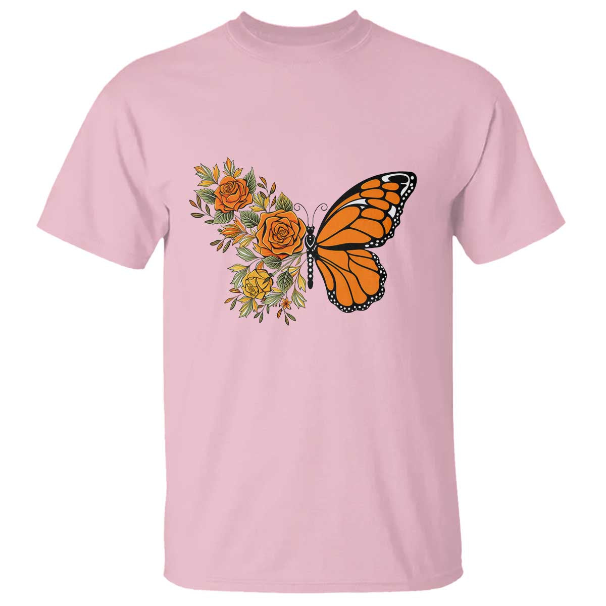 Floral Monarch Butterfly Botanical T Shirt Nature Lover Gift