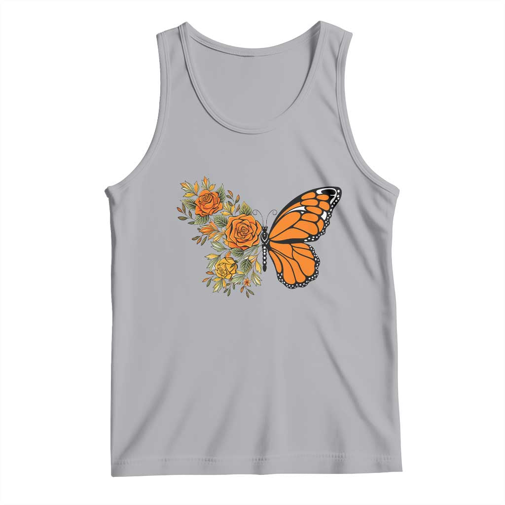 Floral Monarch Butterfly Botanical Tank Top Nature Lover Gift