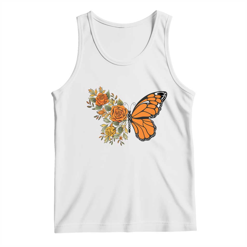 Floral Monarch Butterfly Botanical Tank Top Nature Lover Gift