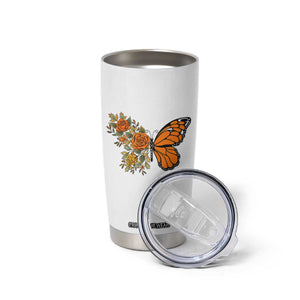 Floral Monarch Butterfly Botanical Tumbler Cup Nature Lover Gift