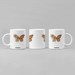 Floral Monarch Butterfly Botanical Coffee Mug Nature Lover Gift