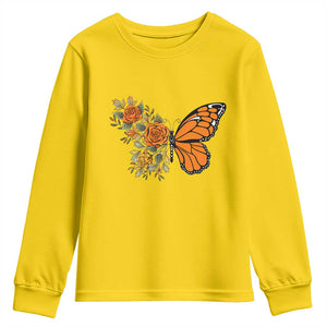 Floral Monarch Butterfly Botanical Youth Sweatshirt Nature Lover Gift