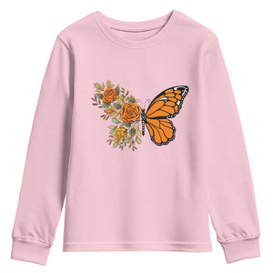 Floral Monarch Butterfly Botanical Youth Sweatshirt Nature Lover Gift