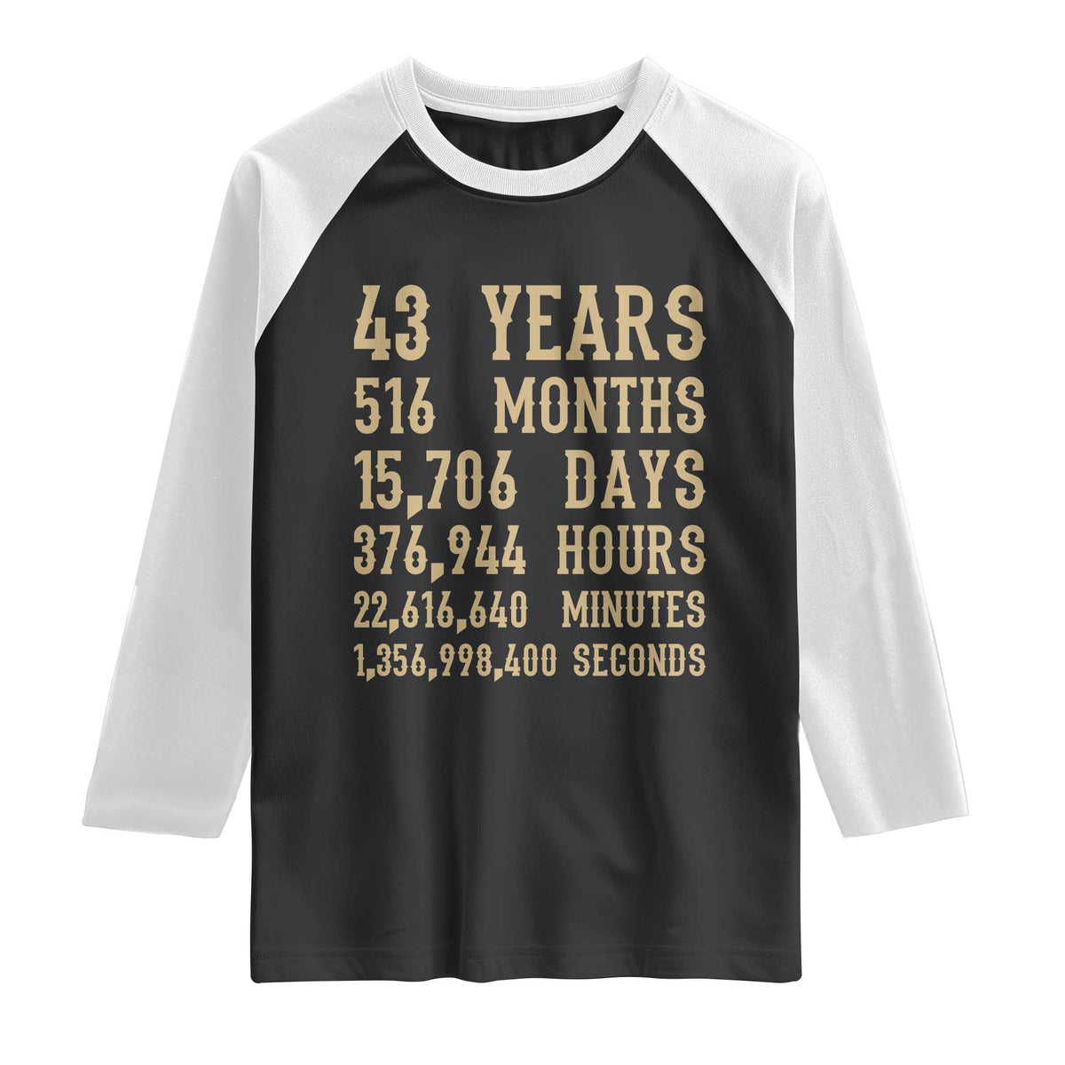 Vintage 43rd Milestone Birthday Raglan Shirt 43 Years Of Being Awesome