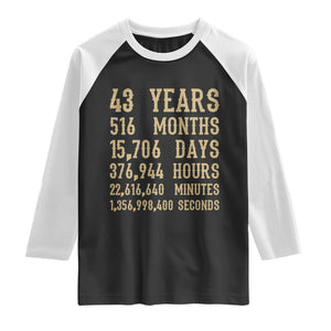 Vintage 43rd Milestone Birthday Raglan Shirt 43 Years Of Being Awesome