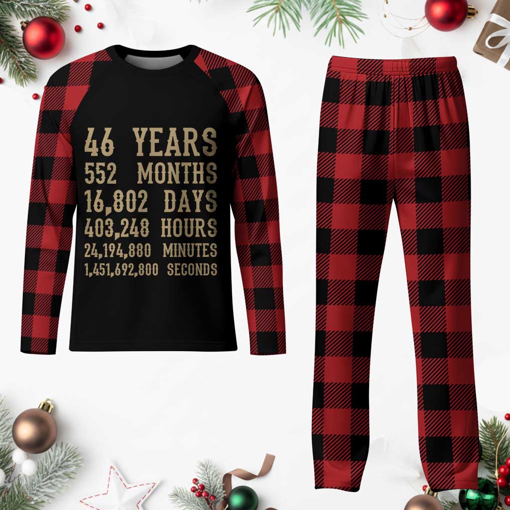 Vintage 46th Milestone Birthday Plaid Pajama Set 46 Years Of Being Awesome