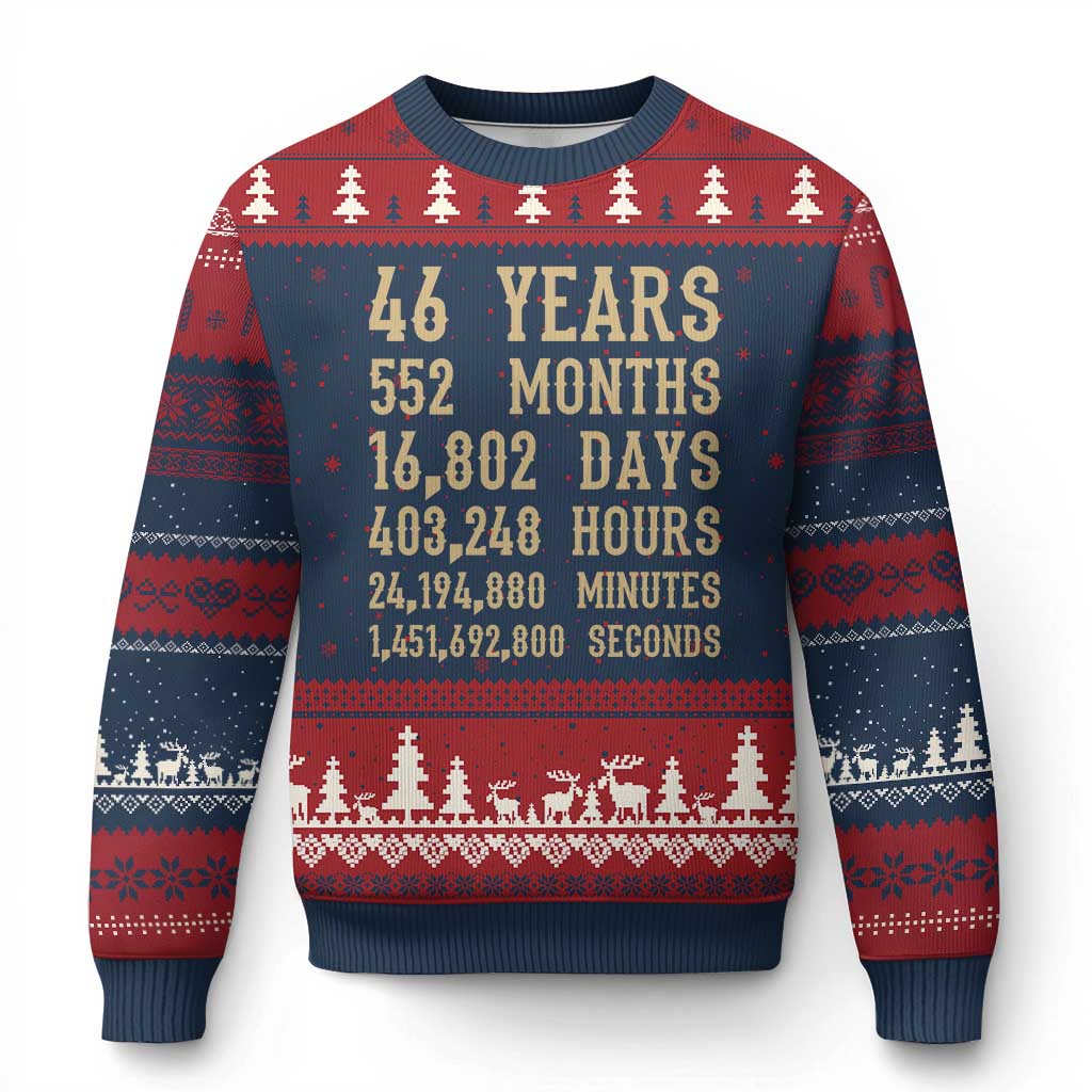 Vintage 46th Milestone Birthday Ugly Christmas Sweater 46 Years Of Being Awesome